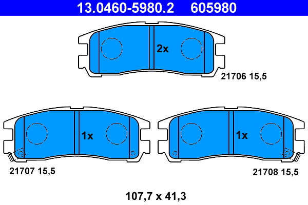 Brake Pad Set, disc brake - 13.0460-5980.2 ATE