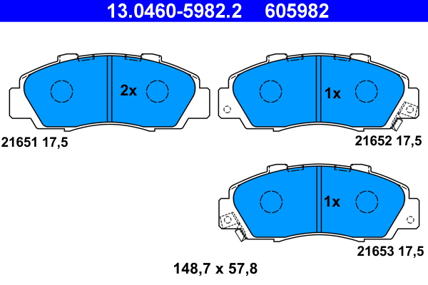 Brake Pad Set, disc brake - 13.0460-5982.2 ATE