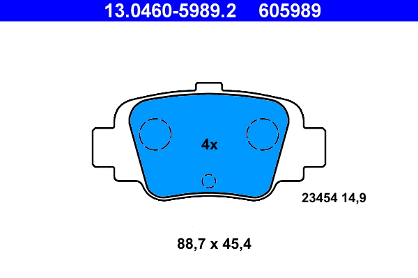 Brake Pad Set, disc brake - 13.0460-5989.2 ATE