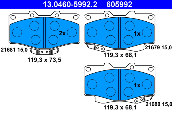 Bremsbelagsatz, Scheibenbremse - 13.0460-5992.2 ATE