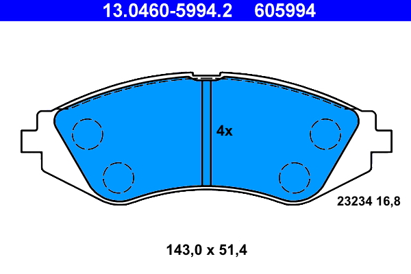 Brake Pad Set, disc brake - 13.0460-5994.2 ATE