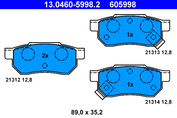 Brake Pad Set, disc brake - 13.0460-5998.2 ATE