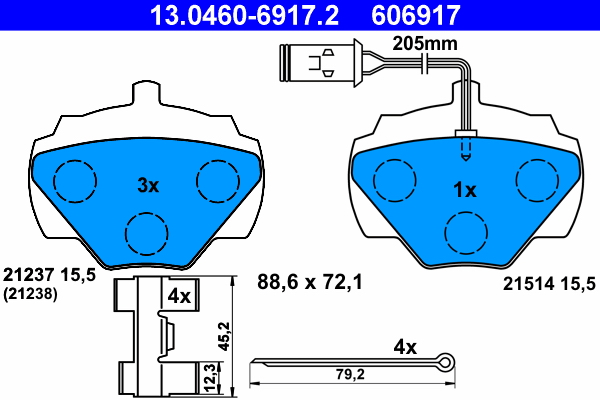 Brake Pad Set, disc brake - 13.0460-6917.2 ATE