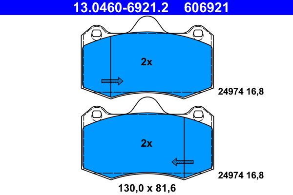 Brake Pad Set, disc brake - 13.0460-6921.2 ATE