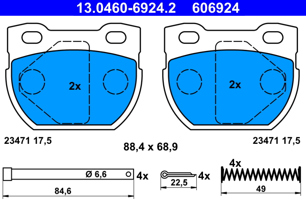Brake Pad Set, disc brake - 13.0460-6924.2 ATE