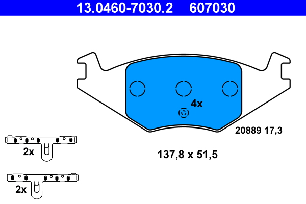 Brake Pad Set, disc brake - 13.0460-7030.2 ATE
