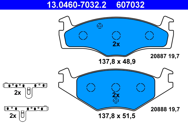 Kit pastiglie freno, Freno a disco - 13.0460-7032.2 ATE