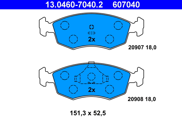 Brake Pad Set, disc brake - 13.0460-7040.2 ATE