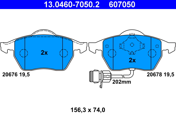 Brake Pad Set, disc brake - 13.0460-7050.2 ATE