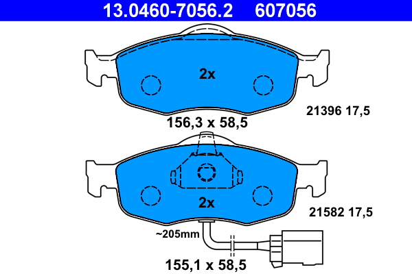 Kit pastiglie freno, Freno a disco - 13.0460-7056.2 ATE
