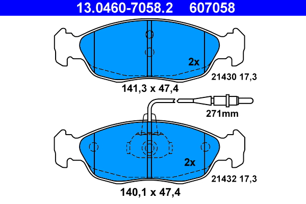 Kit pastiglie freno, Freno a disco - 13.0460-7058.2 ATE