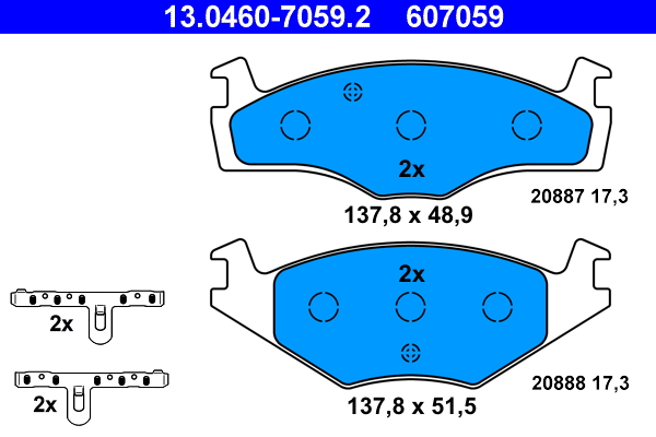 Kit pastiglie freno, Freno a disco - 13.0460-7059.2 ATE