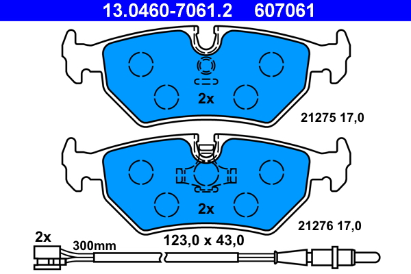 Brake Pad Set, disc brake - 13.0460-7061.2 ATE