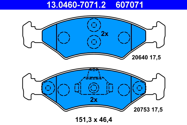 Kit pastiglie freno, Freno a disco - 13.0460-7071.2 ATE