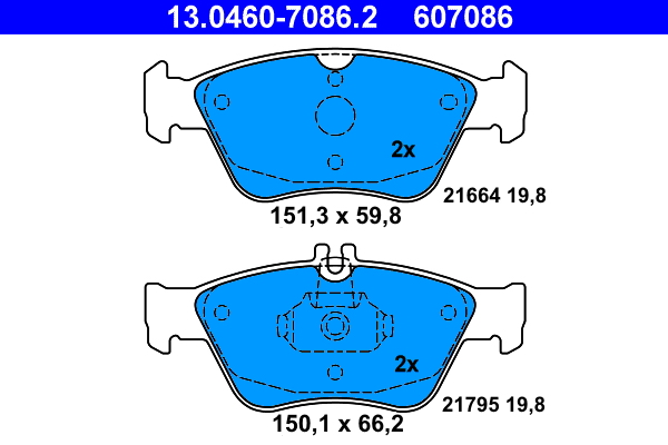 Brake Pad Set, disc brake - 13.0460-7086.2 ATE