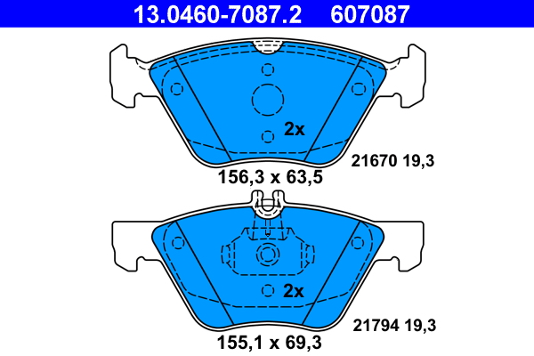 Brake Pad Set, disc brake - 13.0460-7087.2 ATE
