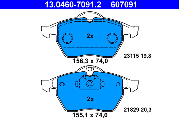 Brake Pad Set, disc brake - 13.0460-7091.2 ATE