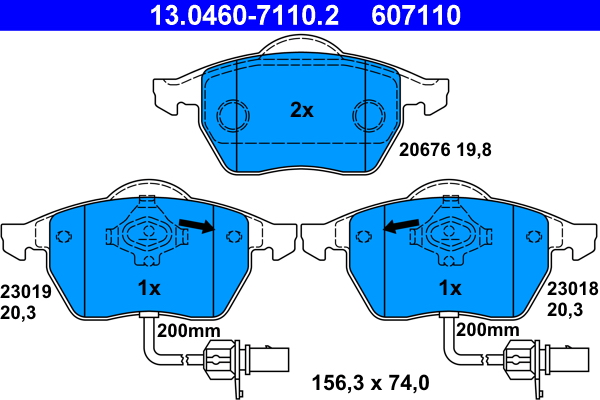 Kit pastiglie freno, Freno a disco - 13.0460-7110.2 ATE