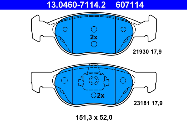 Brake Pad Set, disc brake - 13.0460-7114.2 ATE