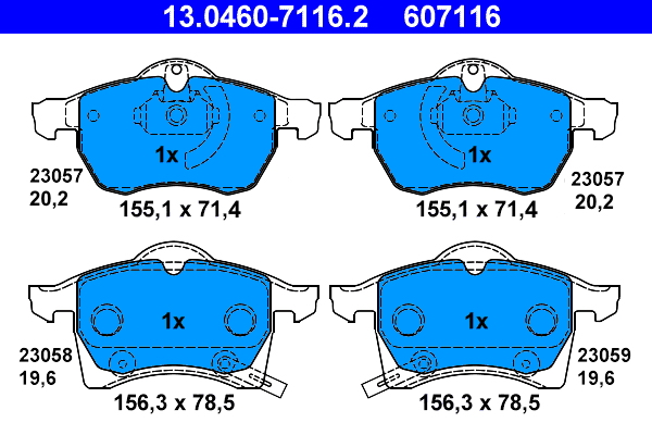 Brake Pad Set, disc brake - 13.0460-7116.2 ATE