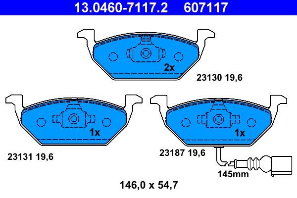 Brake Pad Set, disc brake - 13.0460-7117.2 ATE