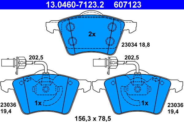 Brake Pad Set, disc brake - 13.0460-7123.2 ATE