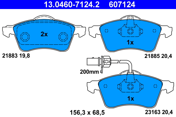 Brake Pad Set, disc brake - 13.0460-7124.2 ATE