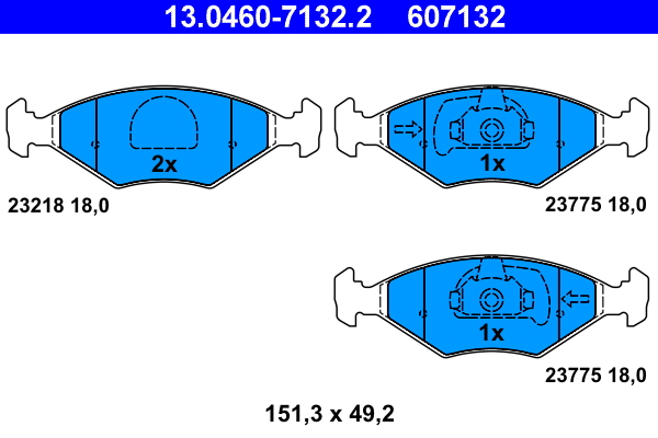 Brake Pad Set, disc brake - 13.0460-7132.2 ATE