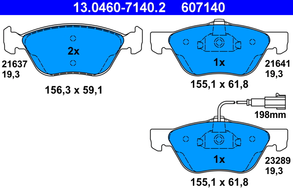 Brake Pad Set, disc brake - 13.0460-7140.2 ATE