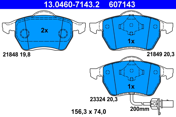 Kit pastiglie freno, Freno a disco - 13.0460-7143.2 ATE