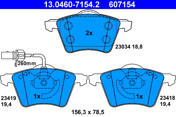Brake Pad Set, disc brake - 13.0460-7154.2 ATE