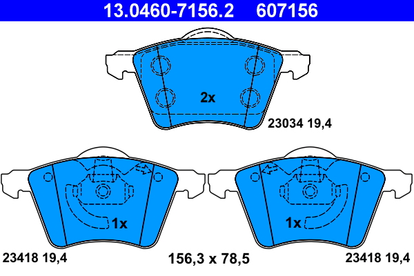 Kit pastiglie freno, Freno a disco - 13.0460-7156.2 ATE