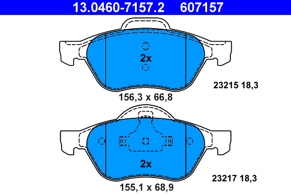 Brake Pad Set, disc brake - 13.0460-7157.2 ATE