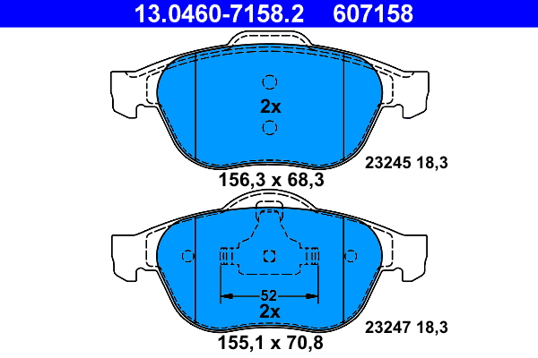 Brake Pad Set, disc brake - 13.0460-7158.2 ATE