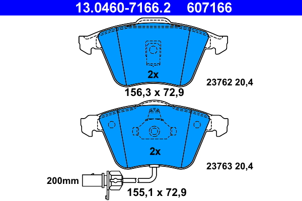 Brake Pad Set, disc brake - 13.0460-7166.2 ATE