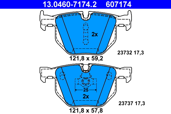 Brake Pad Set, disc brake - 13.0460-7174.2 ATE