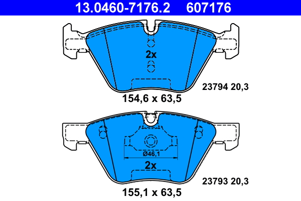 Brake Pad Set, disc brake - 13.0460-7176.2 ATE