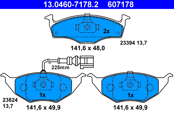 Brake Pad Set, disc brake - 13.0460-7178.2 ATE