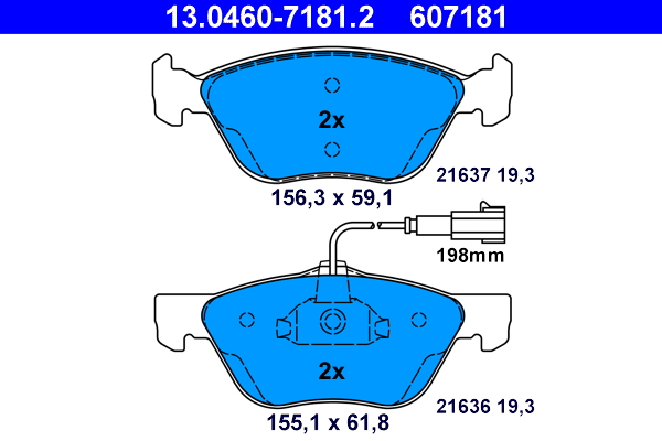 Kit pastiglie freno, Freno a disco - 13.0460-7181.2 ATE