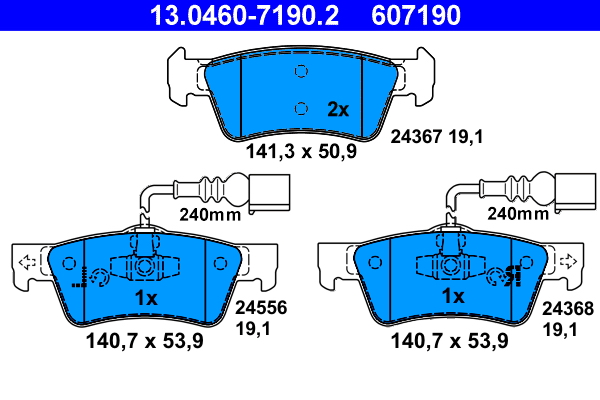 Kit pastiglie freno, Freno a disco - 13.0460-7190.2 ATE