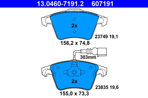 Kit pastiglie freno, Freno a disco - 13.0460-7191.2 ATE