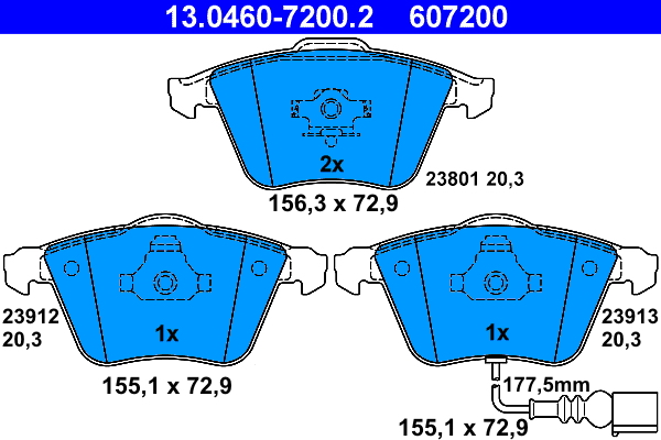 Brake Pad Set, disc brake - 13.0460-7200.2 ATE