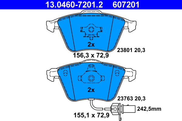 Brake Pad Set, disc brake - 13.0460-7201.2 ATE
