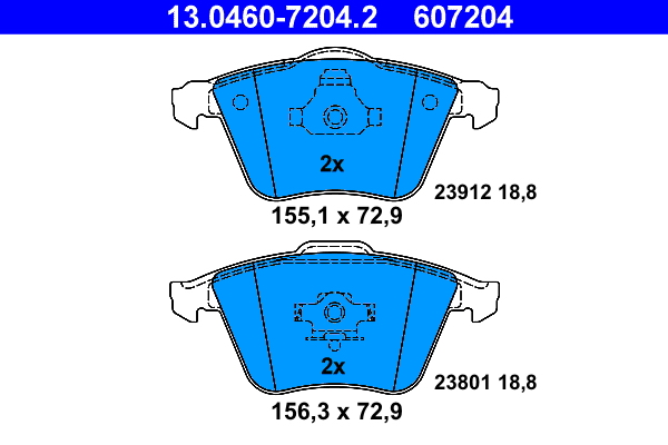 Brake Pad Set, disc brake - 13.0460-7204.2 ATE