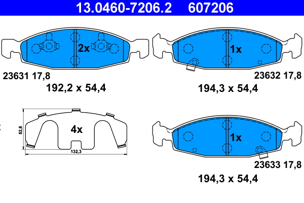 Kit pastiglie freno, Freno a disco - 13.0460-7206.2 ATE
