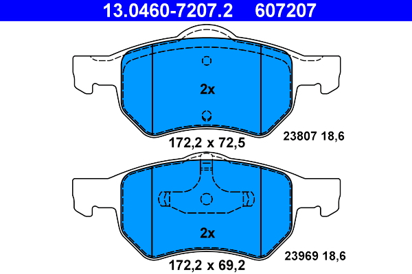 Brake Pad Set, disc brake - 13.0460-7207.2 ATE