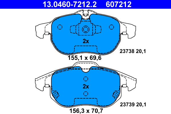 Brake Pad Set, disc brake - 13.0460-7212.2 ATE