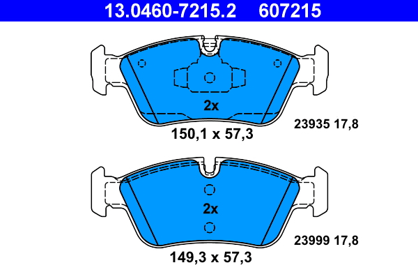 Brake Pad Set, disc brake - 13.0460-7215.2 ATE