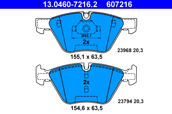 Brake Pad Set, disc brake - 13.0460-7216.2 ATE