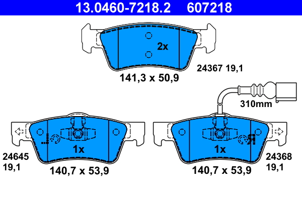 Brake Pad Set, disc brake - 13.0460-7218.2 ATE
